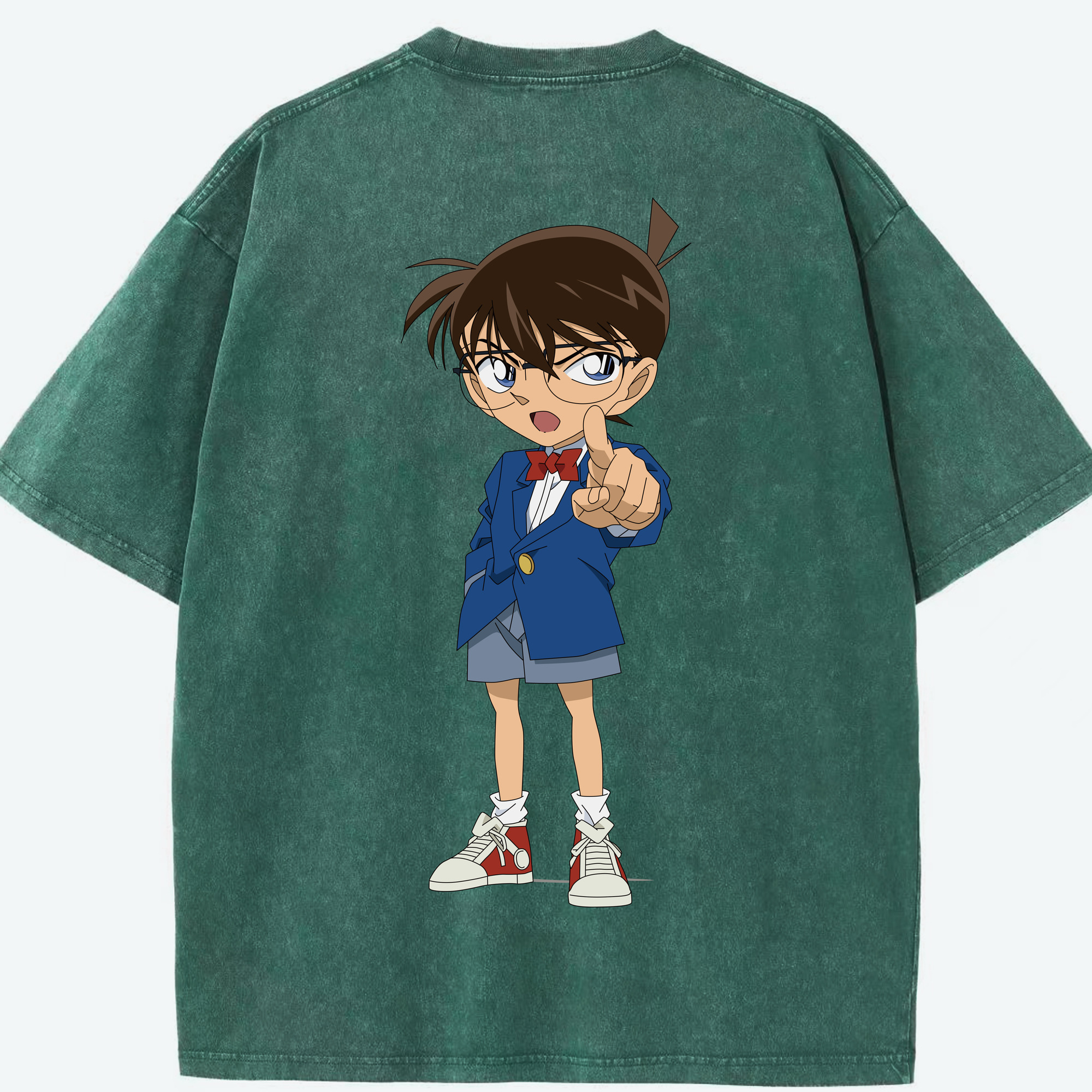 （画像用） 名探偵コナン 江戸川 コナン Detective Conan Conan Edogawa 綿100% ヴィンテージ風 半袖Tシャツ（背面プリント）